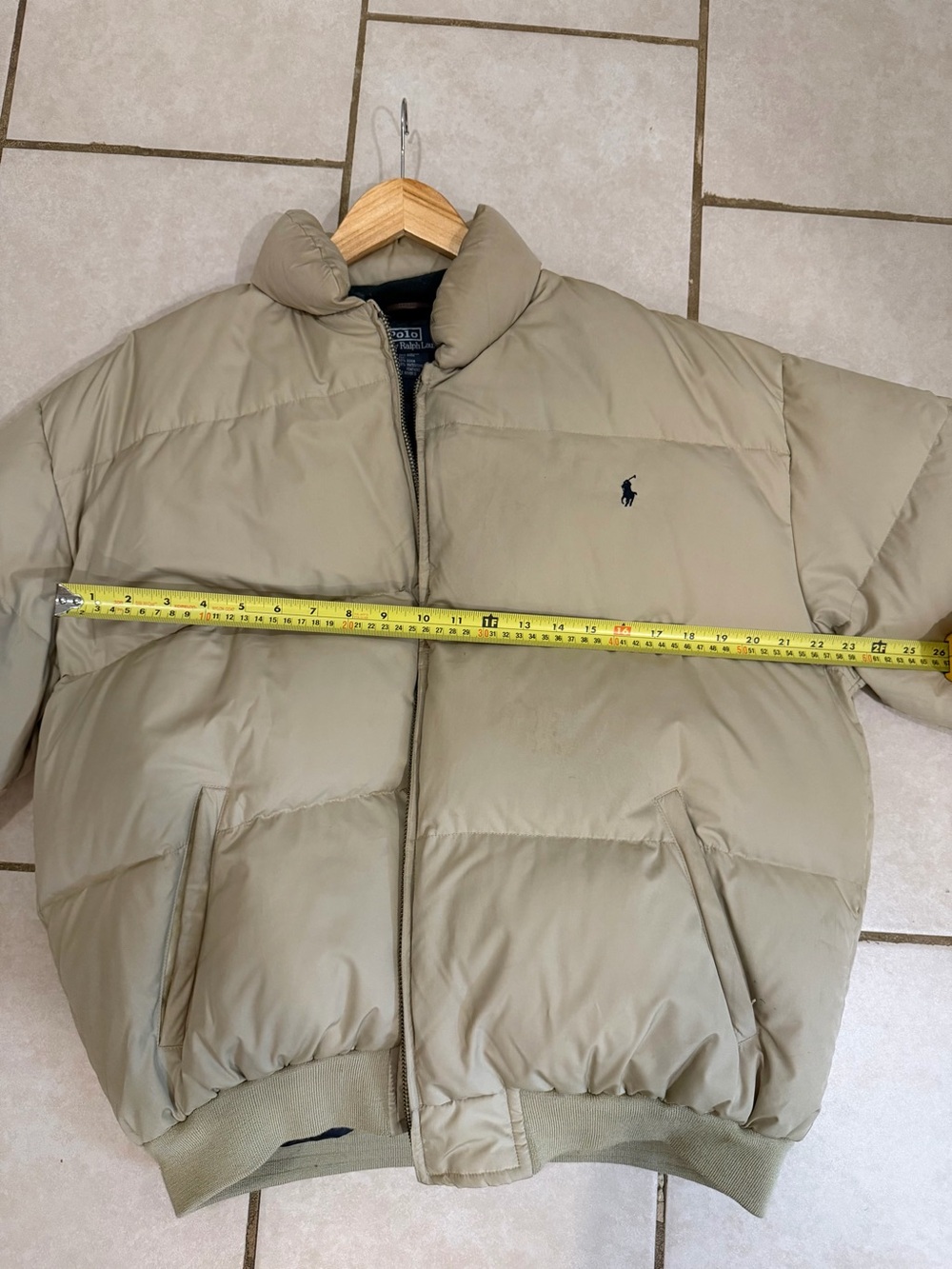 Vintage Polo Ralph Lauren Tan Down Jacket Large - Picture 6 of 7